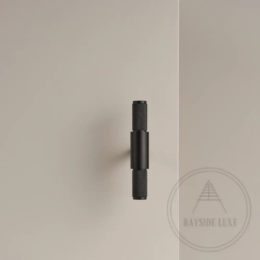 Cabinet Hardware Bayside Luxe - Floreat Solid Black Brass Cross Knurled Cabinetry Handles