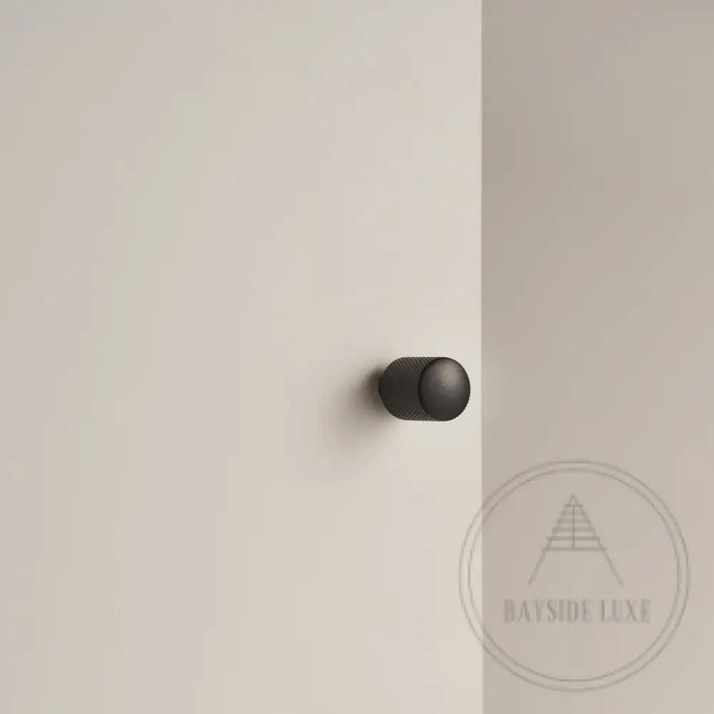 Cabinet Hardware Bayside Luxe - Floreat Solid Black Brass Cross Knurled Cabinetry Handles