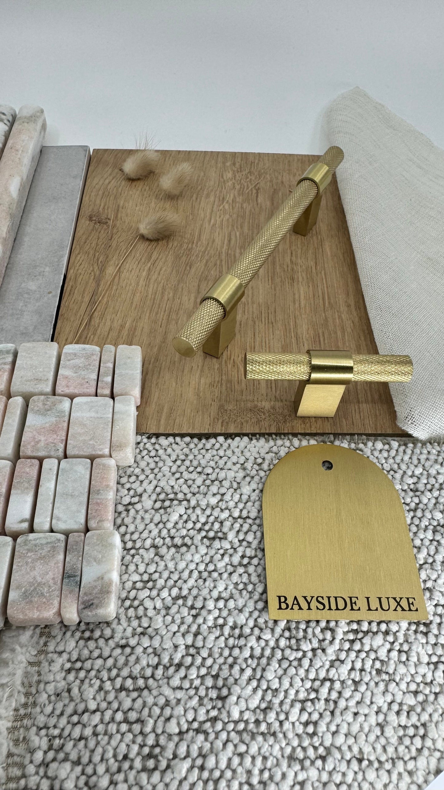 Cabinet Hardware Bayside Luxe - Floreat Solid Satin Brass Cross Knurled Cabinetry Handles