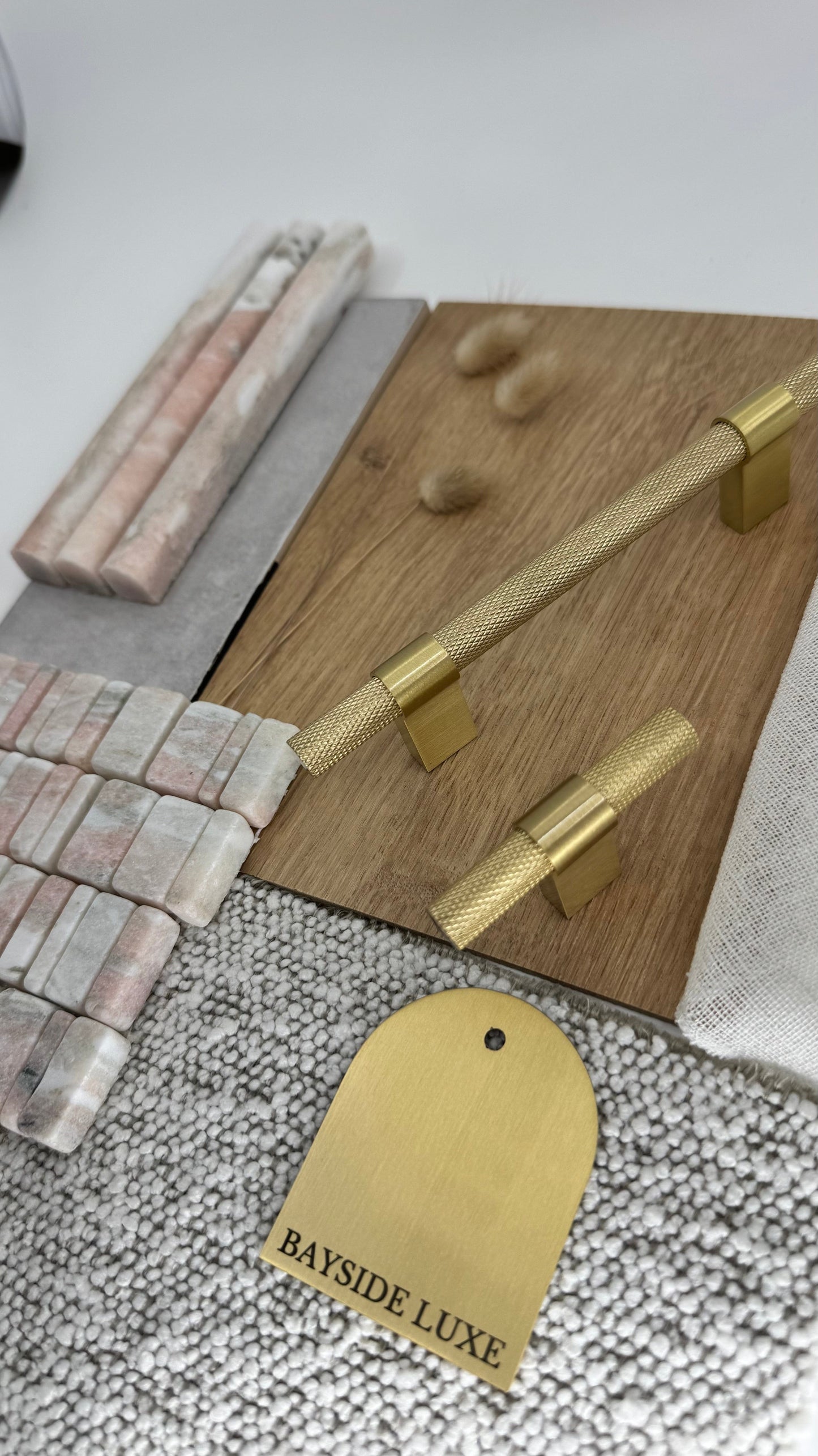 Cabinet Hardware Bayside Luxe - Floreat Solid Satin Brass Cross Knurled Cabinetry Handles