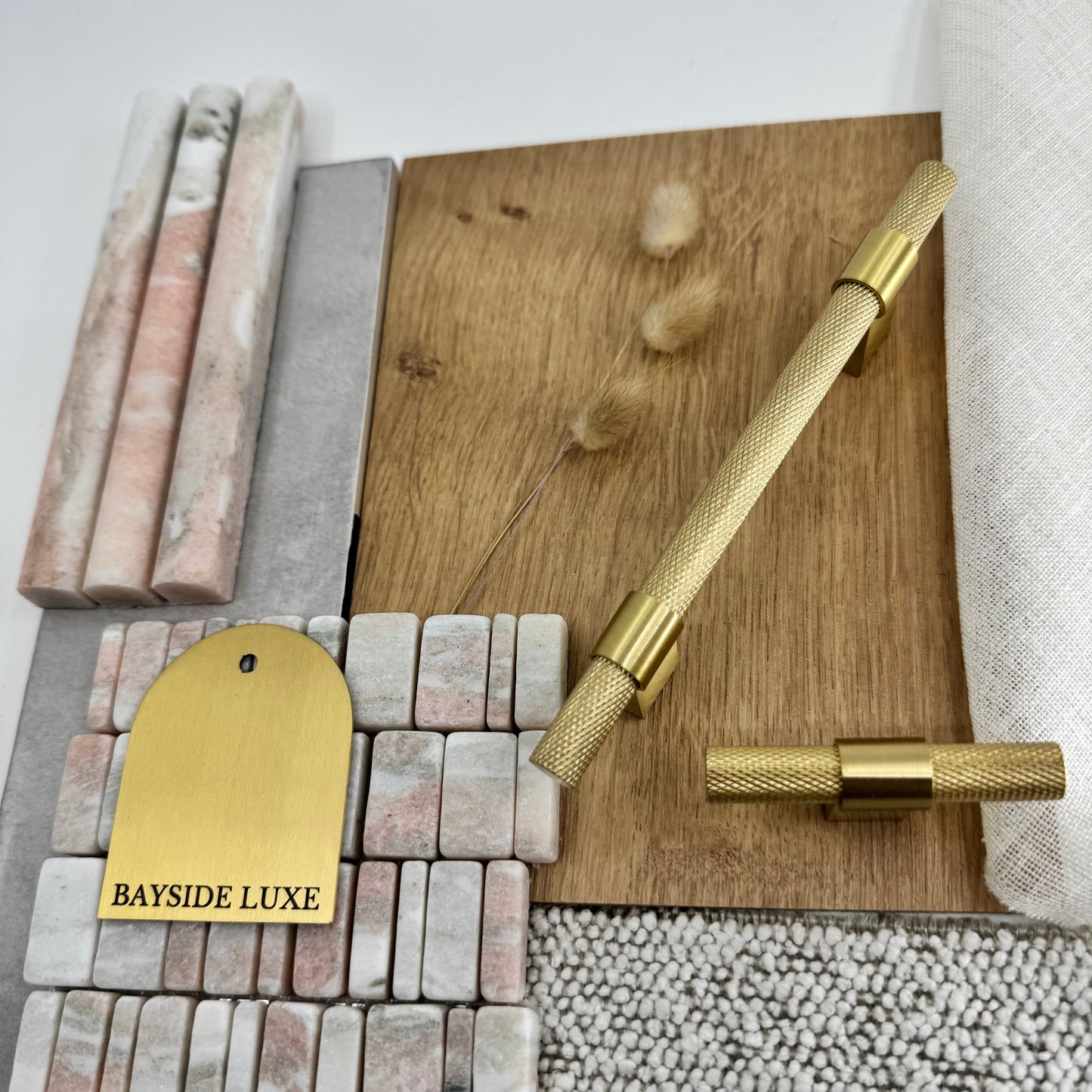 Cabinet Hardware Bayside Luxe - Floreat Solid Satin Brass Cross Knurled Cabinetry Handles