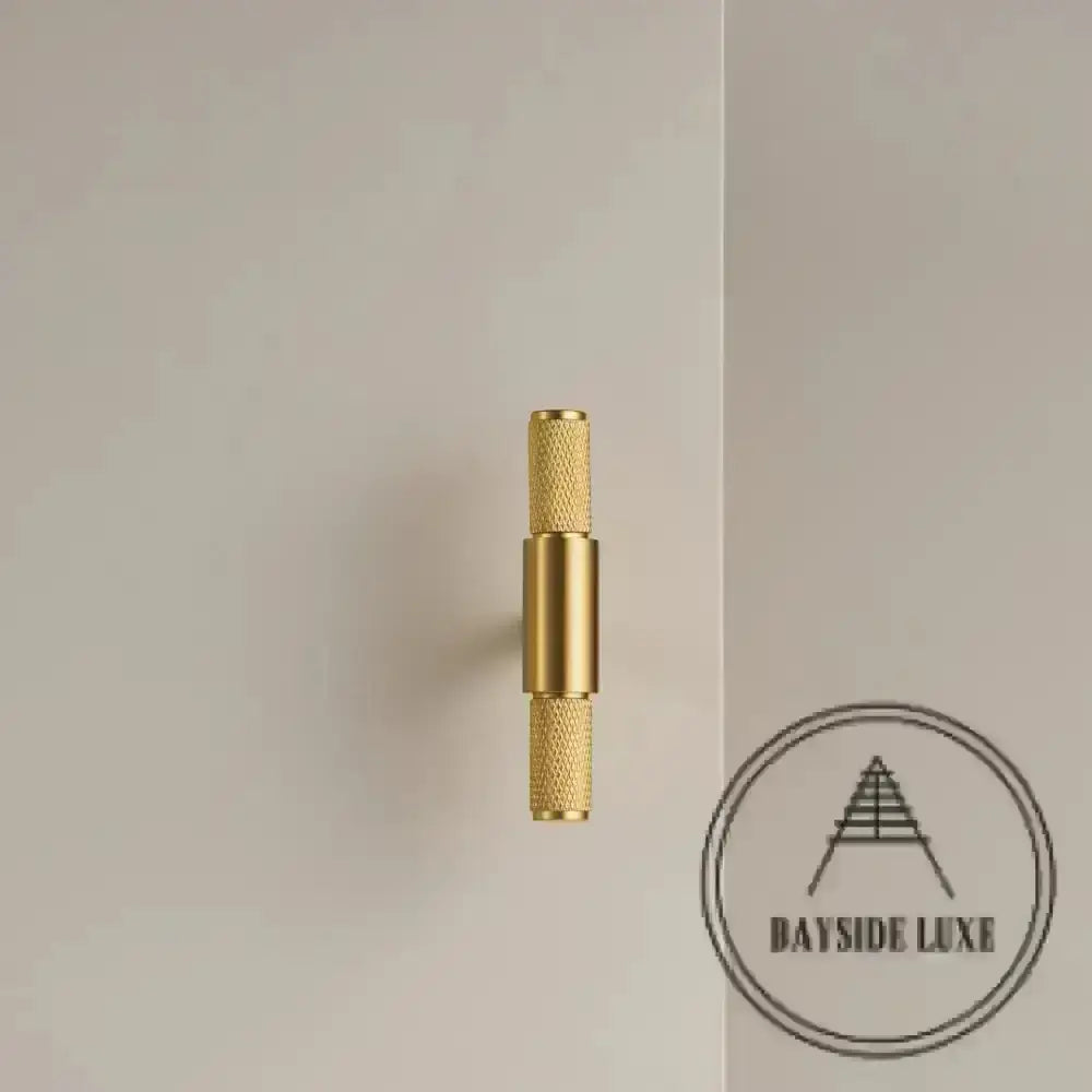 Cabinet Hardware Bayside Luxe - Floreat Solid Satin Brass Cross Knurled Cabinetry Handles
