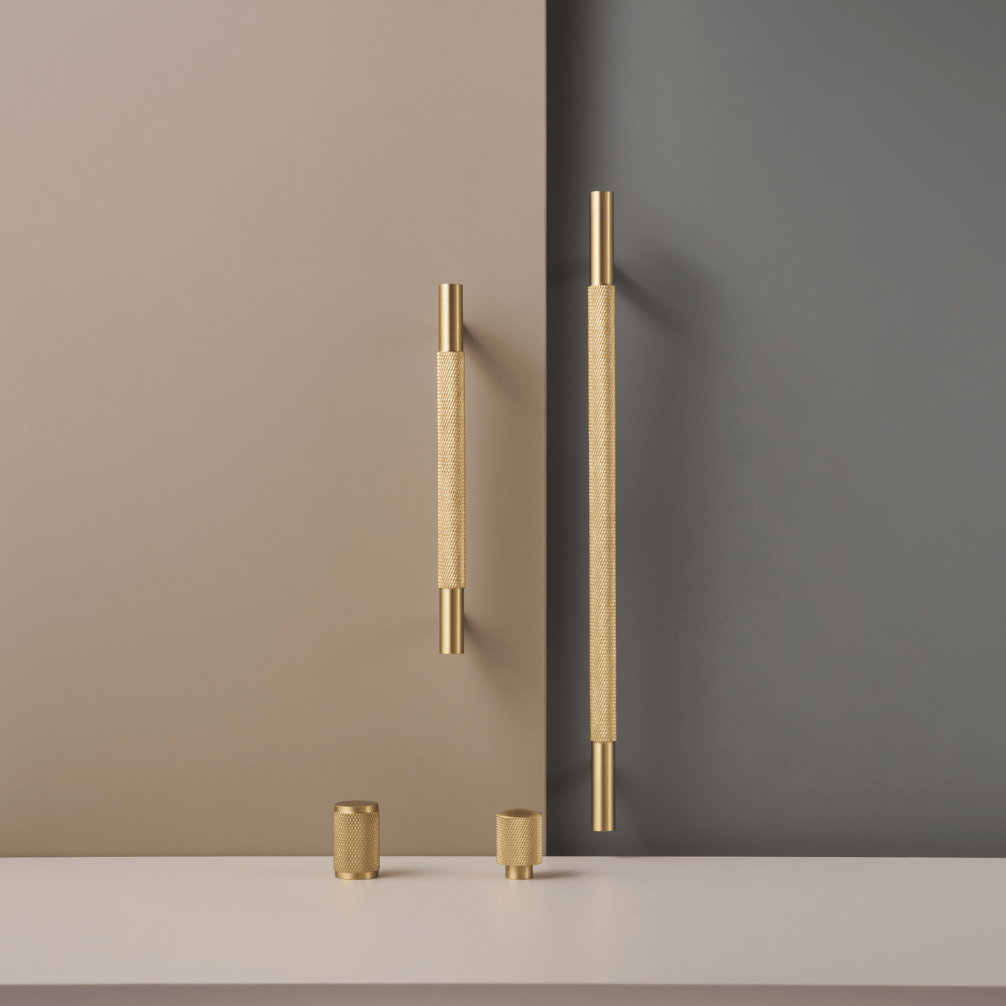 Cabinet Hardware Bayside Luxe - Floreat Solid Satin Brass Cross Knurled Cabinetry Handles