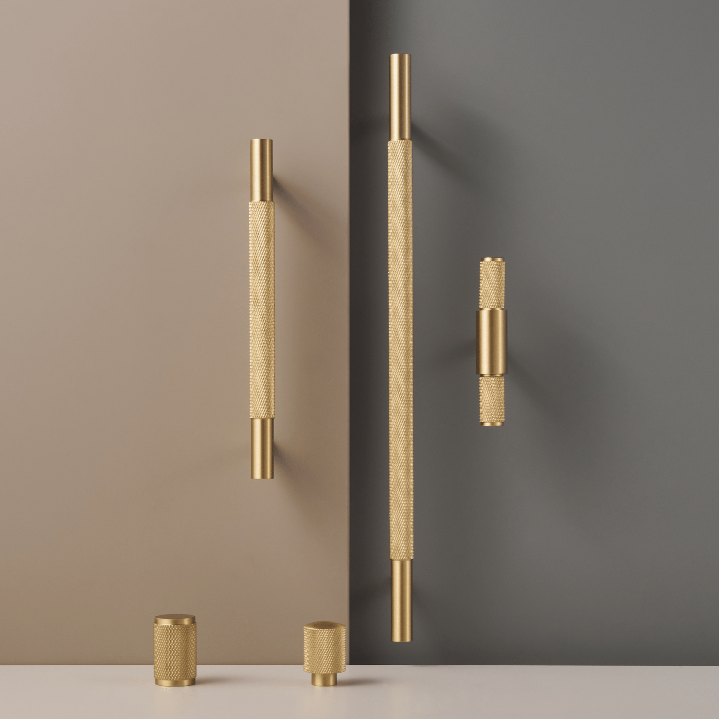 Cabinet Hardware Bayside Luxe - Floreat Solid Satin Brass Cross Knurled Cabinetry Handles