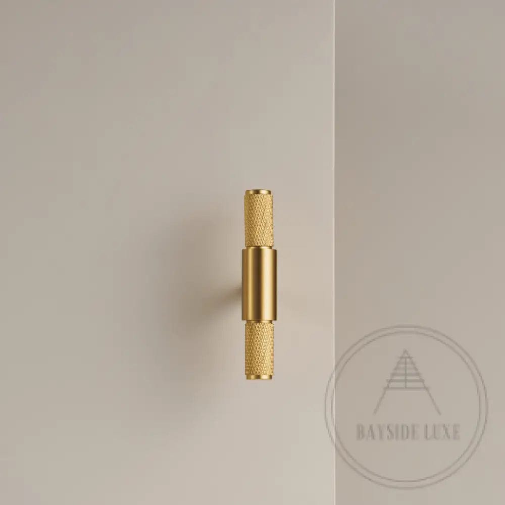 Cabinet Hardware Bayside Luxe - Floreat Solid Satin Brass Cross Knurled Cabinetry Handles