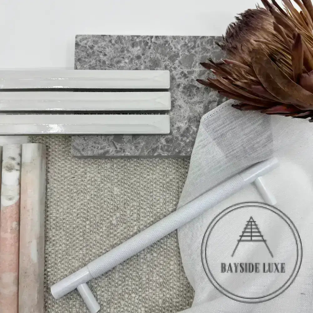 Cabinet Hardware Bayside Luxe - Floreat White Cross Knurled Cabinetry Handles