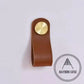 Cabinet Knobs & Handles 135 x 24mm / Brown / Leather and Brass Bayside Luxe - Leather flat gold stud pulls