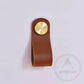 Cabinet Knobs & Handles 135 x 24mm / Brown / Leather and Brass Bayside Luxe - Leather flat gold stud pulls