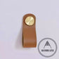 Cabinet Knobs & Handles 135 x 24mm / Caramel / Leather and Brass Bayside Luxe - Leather flat gold stud pulls