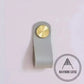 Cabinet Knobs & Handles 135 x 24mm / Grey / Leather and Brass Bayside Luxe - Leather flat gold stud pulls