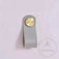 Cabinet Knobs & Handles 135 x 24mm / Grey / Leather and Brass Bayside Luxe - Leather flat gold stud pulls