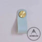 Cabinet Knobs & Handles 135 x 24mm / Light Blue / Leather and Brass Bayside Luxe - Leather flat gold stud pulls