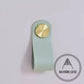 Cabinet Knobs & Handles 135 x 24mm / Light Green / Leather and Brass Bayside Luxe - Leather flat gold stud pulls