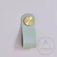 Cabinet Knobs & Handles 135 x 24mm / Light Green / Leather and Brass Bayside Luxe - Leather flat gold stud pulls