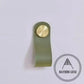 Cabinet Knobs & Handles 135 x 24mm / Olive / Leather and Brass Bayside Luxe - Leather flat gold stud pulls