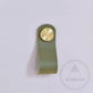 Cabinet Knobs & Handles 135 x 24mm / Olive / Leather and Brass Bayside Luxe - Leather flat gold stud pulls