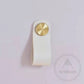 Cabinet Knobs & Handles 135 x 24mm / White / Leather and Brass Bayside Luxe - Leather flat gold stud pulls