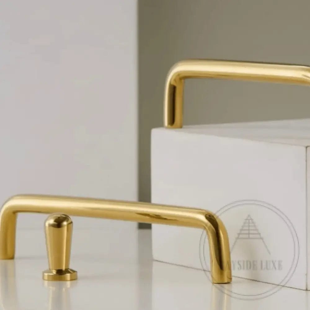 Cabinet Knobs & Handles 137 x 32mm (HS128) / Polished Brass / Solid Brass Bayside Luxe - Nordic Golden Brass Cabinetry Handles