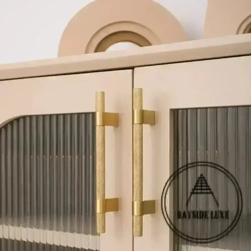 Cabinet Knobs & Handles 188 x 34mm (HS128) / Satin Brass / Solid Brass Bayside Luxe - Scarborough Cross Knurled Handle - Brass