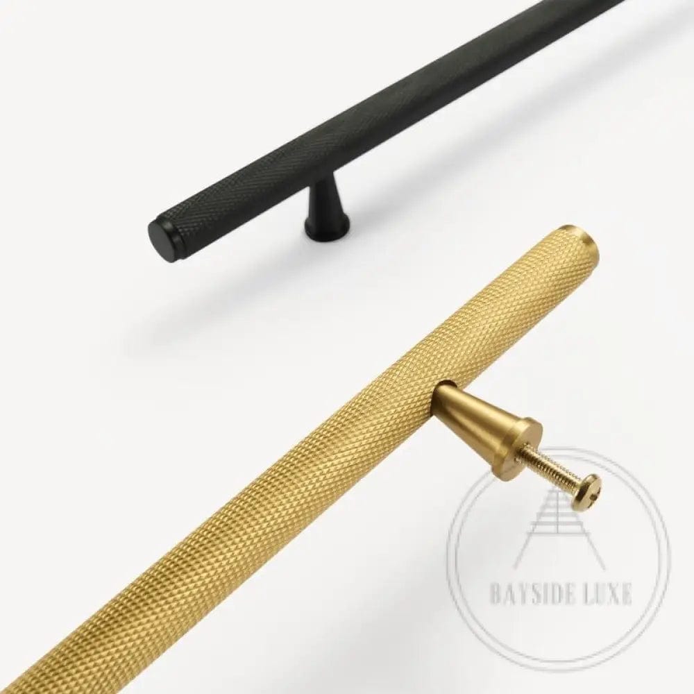 Cabinet Knobs & Handles 190mm x 33mm (HS160) / Brass / Brass Bayside Luxe - The Hampton - Long Knurled Door Handle