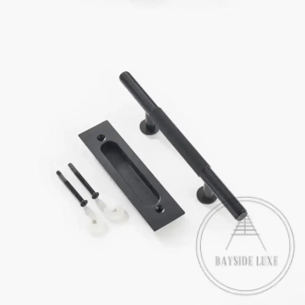 Cabinet Knobs & Handles 275 x 53mm (HS138.5) / Black / Solid Brass Bayside Luxe - Linear Knurled Toorak Black Brass Sliding Door Handle