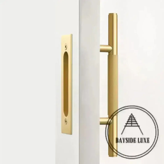 Cabinet Knobs & Handles 275 x 53mm (HS138.5) / Satin Brass / Solid Brass Bayside Luxe - Linear Knurled Toorak Brass Sliding Door Handle