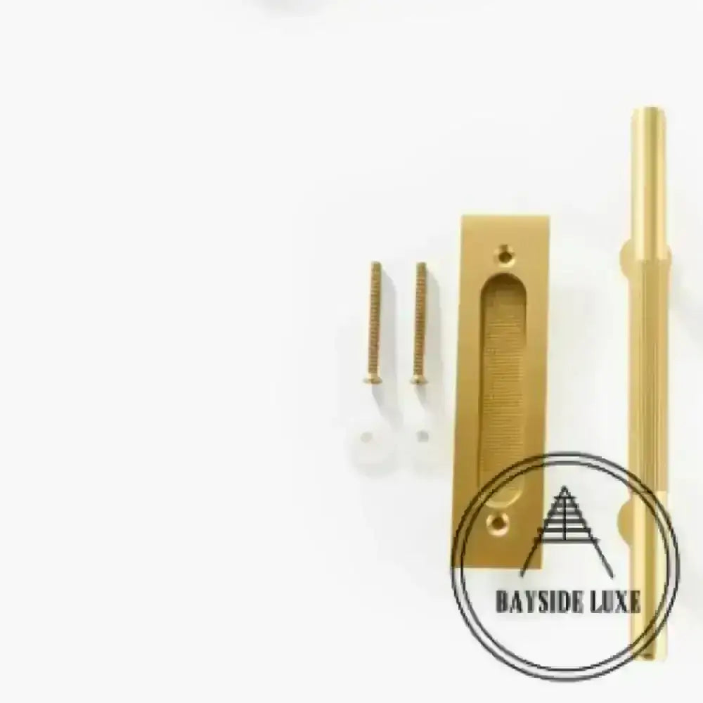 Cabinet Knobs & Handles 275 x 53mm (HS138.5) / Satin Brass / Solid Brass Bayside Luxe - Linear Knurled Toorak Brass Sliding Door Handle