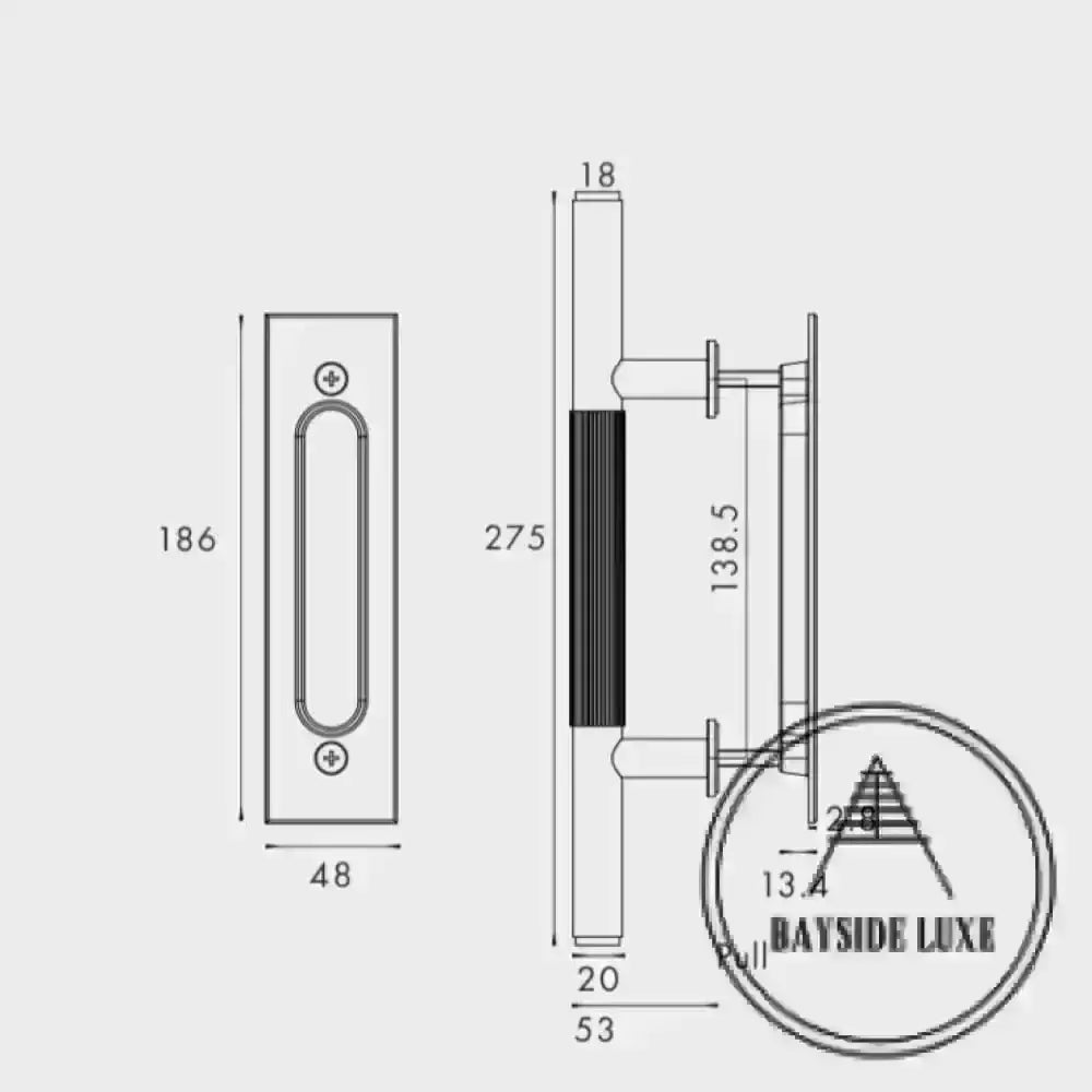 Cabinet Knobs & Handles 275 x 53mm (HS138.5) / Satin Brass / Solid Brass Bayside Luxe - Linear Knurled Toorak Brass Sliding Door Handle