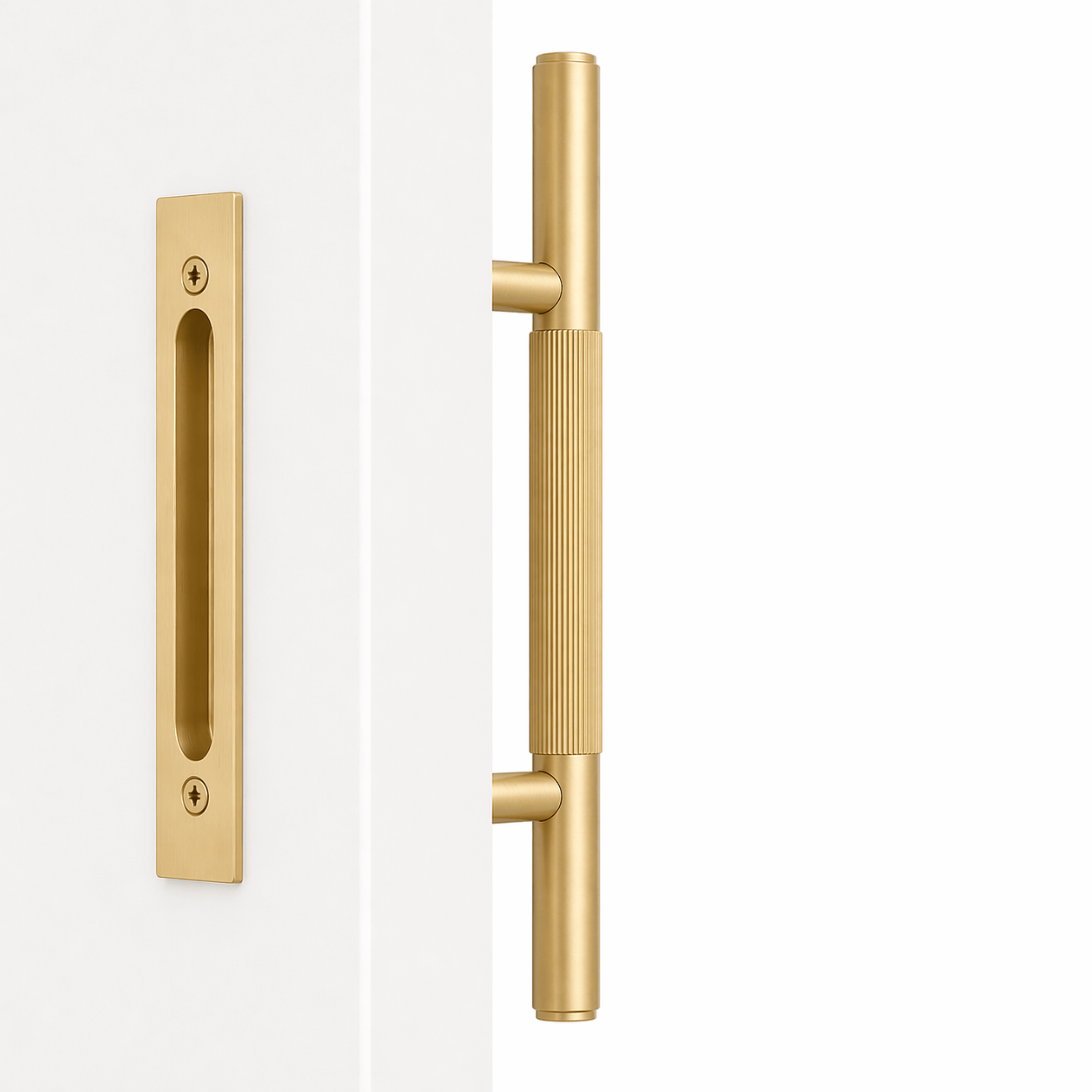 Cabinet Knobs & Handles 275 x 53mm (HS138.5) / Satin Brass / Solid Brass Bayside Luxe - Linear Knurled Toorak Brass Sliding Door Handle