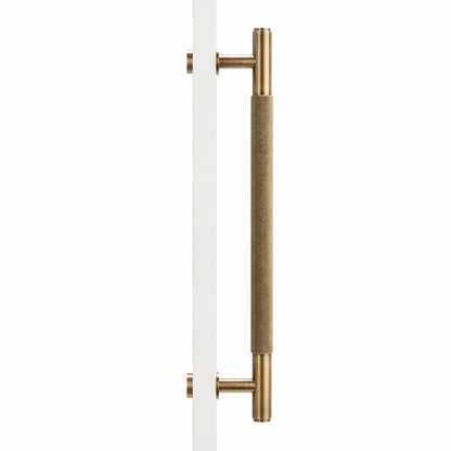 Cabinet Knobs & Handles 275mm (HS224) / Antique Brass / Solid Brass Bayside Luxe - Sorrento Knurled Antique Brass Single Door Handle