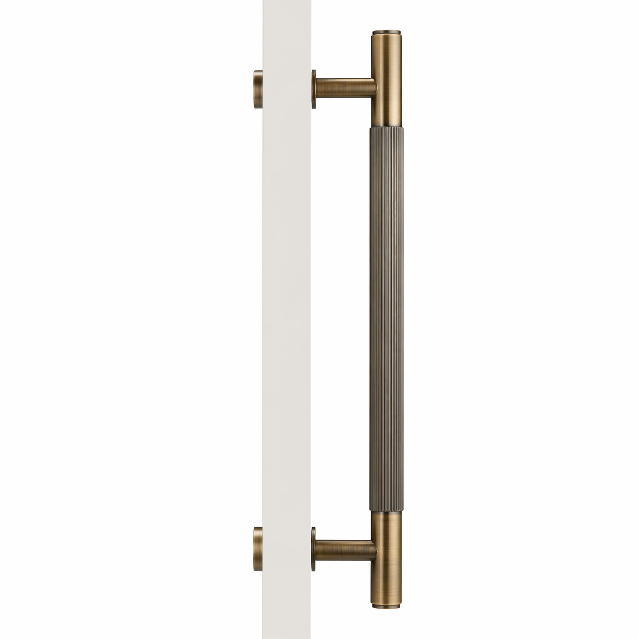 Cabinet Knobs & Handles 275mm (HS224) / Antique Brass / Solid Brass Bayside Luxe - Toorak Linear Knurled Antique Brass Single Door Handle