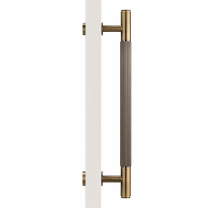 Cabinet Knobs & Handles 275mm (HS224) / Antique Brass / Solid Brass Bayside Luxe - Toorak Linear Knurled Antique Brass Single Door Handle