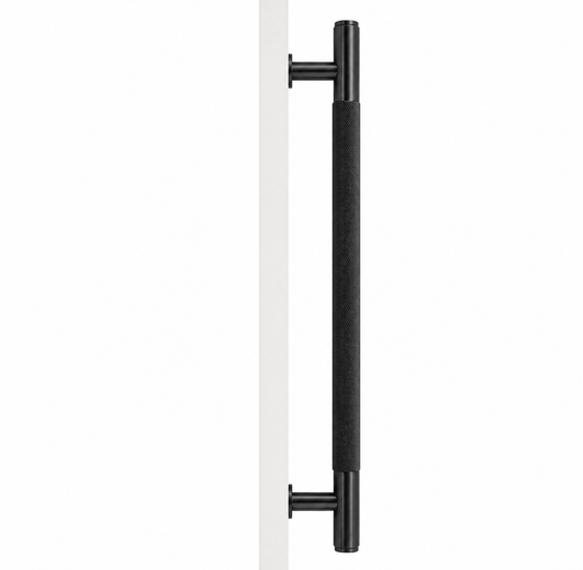Cabinet Knobs & Handles 275mm (HS224) / Black / Solid Brass Bayside Luxe - Sorrento Knurled Black Brass Single Door Handle