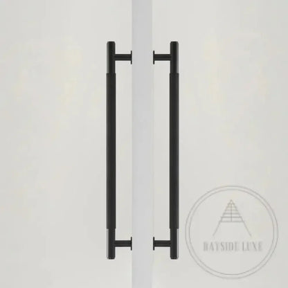Cabinet Knobs & Handles 275mm (HS224) / Black / Solid Brass Bayside Luxe - Toorak Linear Knurled Black Double Door Handle