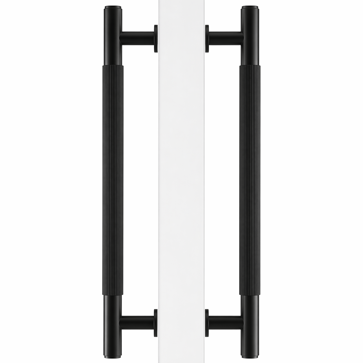 Cabinet Knobs & Handles 275mm (HS224) / Black / Solid Brass Bayside Luxe - Toorak Linear Knurled Black Double Door Handle