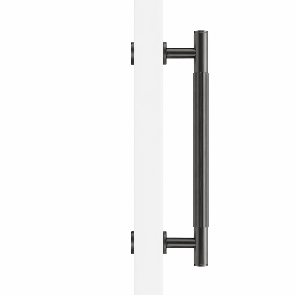Cabinet Knobs & Handles 275mm (HS224) / Black / Solid Brass Bayside Luxe - Toorak Linear Knurled Black Single Door Handle