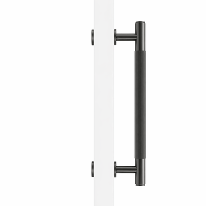 Cabinet Knobs & Handles 275mm (HS224) / Black / Solid Brass Bayside Luxe - Toorak Linear Knurled Black Single Door Handle