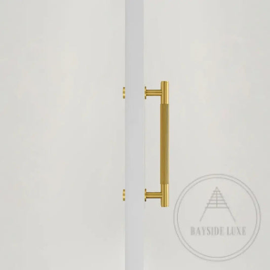 Cabinet Knobs & Handles 275mm (HS224) / Brass / Solid Brass Bayside Luxe - Toorak Linear Knurled Brass Single Door Handle