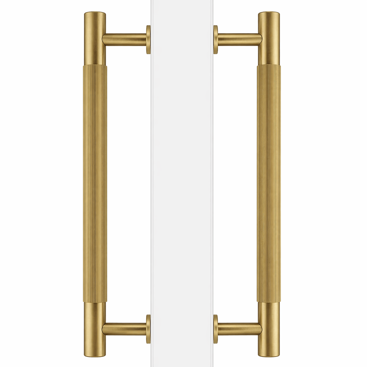 Cabinet Knobs & Handles 275mm (HS224) / Brass / Solid Brass Bayside Luxe - Toorak Linear Knurled Satin Brass Double Door Handle