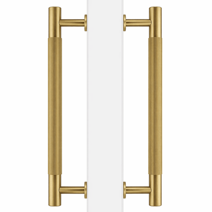 Cabinet Knobs & Handles 275mm (HS224) / Brass / Solid Brass Bayside Luxe - Toorak Linear Knurled Satin Brass Double Door Handle