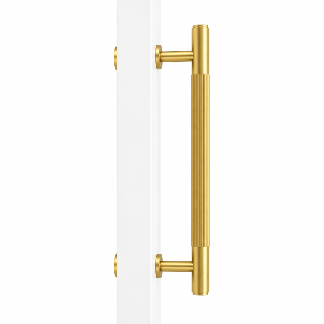 Cabinet Knobs & Handles 275mm (HS224) / Brass / Solid Brass Bayside Luxe - Toorak Linear Knurled Satin Brass Single Door Handle