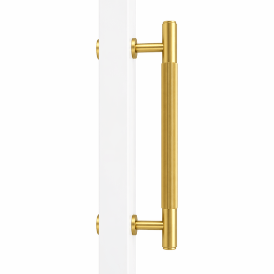 Cabinet Knobs & Handles 275mm (HS224) / Brass / Solid Brass Bayside Luxe - Toorak Linear Knurled Satin Brass Single Door Handle