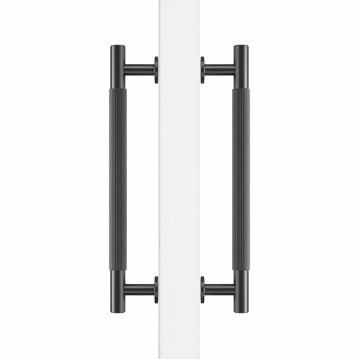 Cabinet Knobs & Handles 275mm (HS224) / Gunmetal Grey / Solid Brass Bayside Luxe - Toorak Linear Knurled Gunmetal Grey Double Door Handle