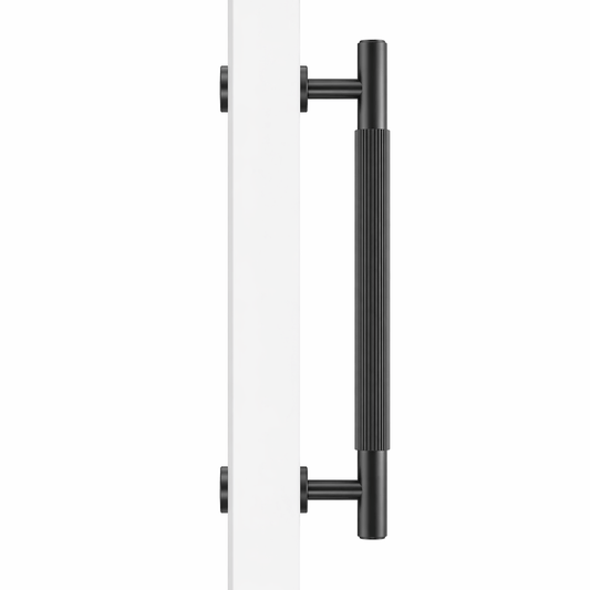 Cabinet Knobs & Handles 275mm (HS224) / Gunmetal Grey / Solid Brass Bayside Luxe - Toorak Linear Knurled Gunmetal Grey Single Door Handle
