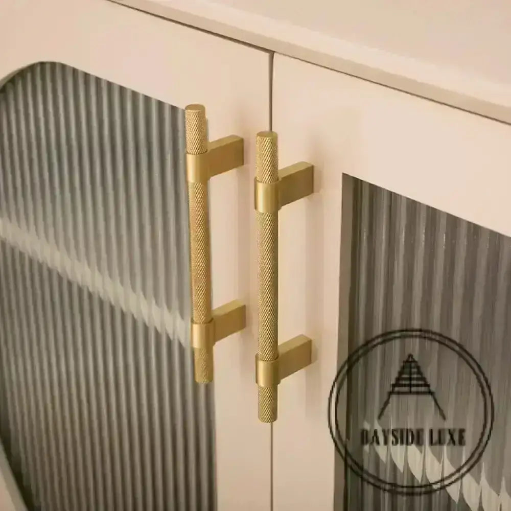 Cabinet Knobs & Handles 284 x 34mm (HS224) / Satin Brass / Solid Brass Bayside Luxe - Scarborough Cross Knurled Handle - Brass