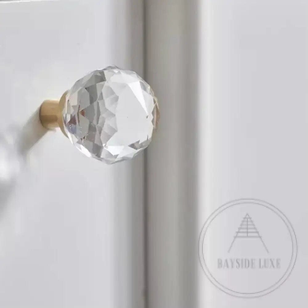 Cabinet Knobs & Handles 30 x 40mm / Crystal and Brass / Solid Brass Bayside Luxe - Crystal Ball Cabinetry Handles