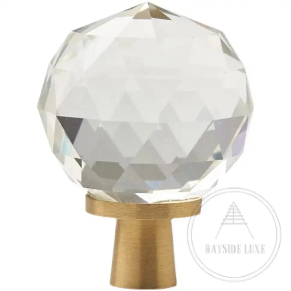 Cabinet Knobs & Handles 30 x 40mm / Crystal and Brass / Solid Brass Bayside Luxe - Crystal Ball Cabinetry Handles