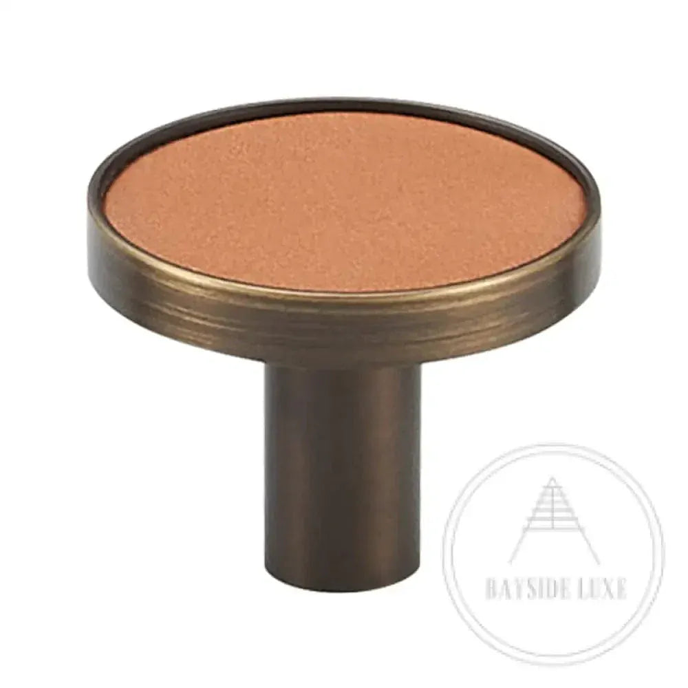 Cabinet Knobs & Handles 32 x 25mm / Orange / Solid Brass and Leather Bayside Luxe - Flemington Leather Bound Antique Brass Cabinetry Handles