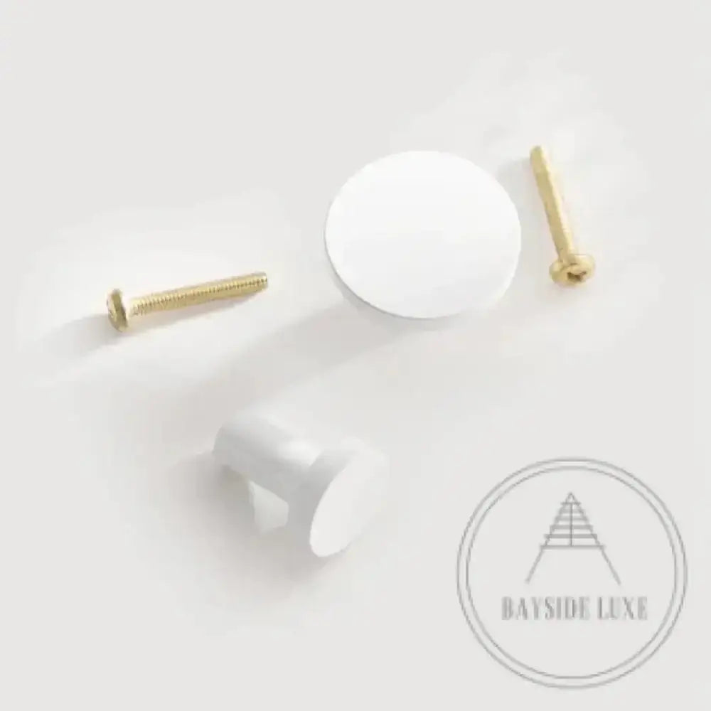 Cabinet Knobs & Handles 32 x 25mm / White / Solid Brass Bayside Luxe - The White Range - Solid Brass Knob