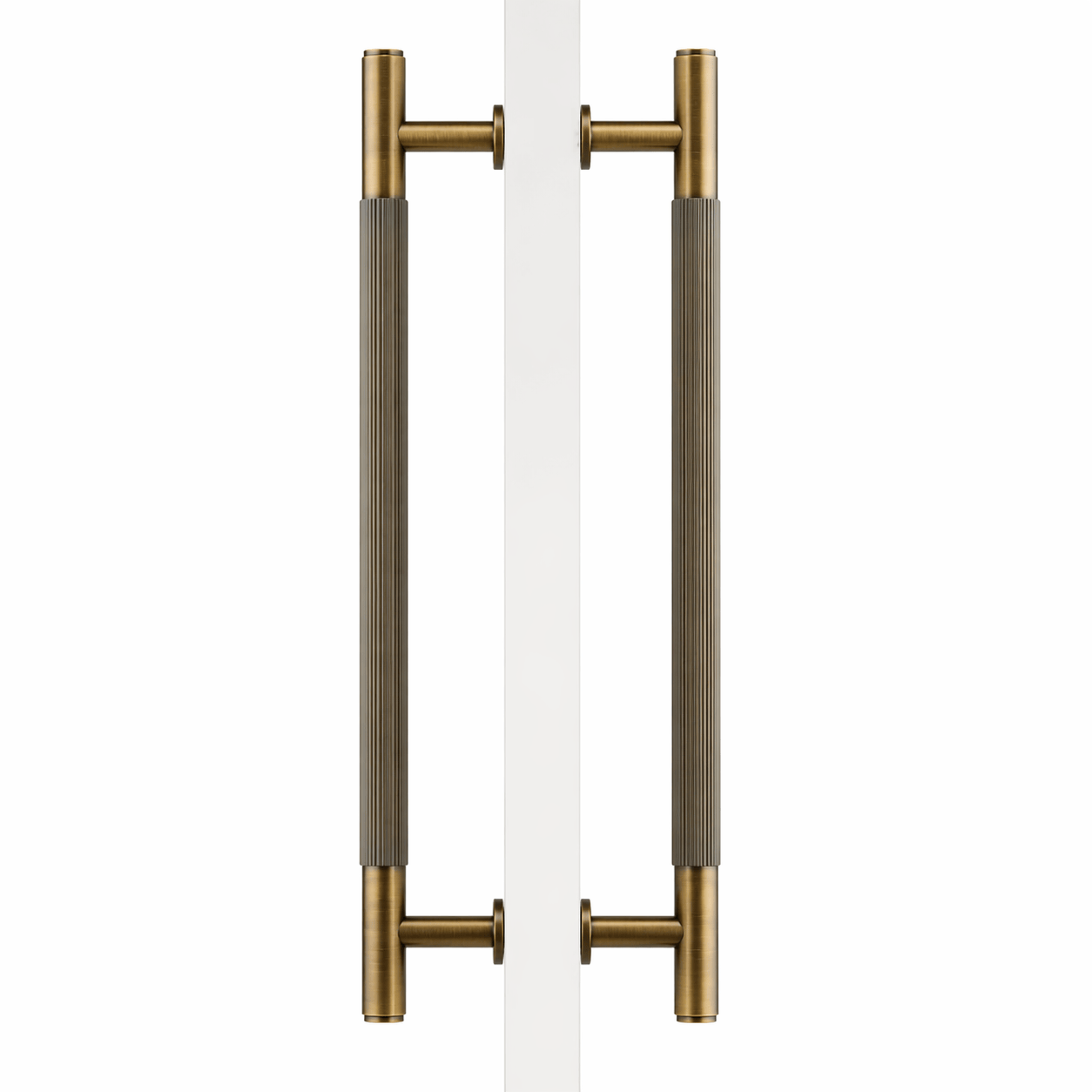 Cabinet Knobs & Handles 450mm (HS384) / Antique Brass / Solid Brass Bayside Luxe - Toorak Linear Knurled Antique Brass Double Door Handle